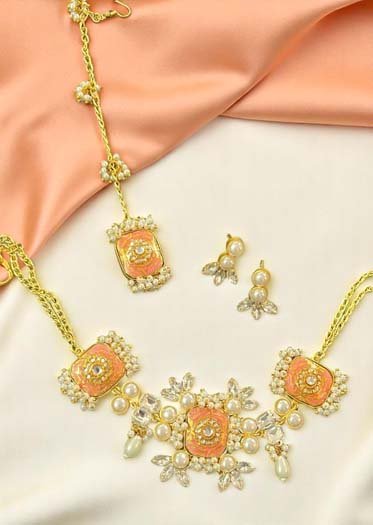 Bollywood Inspired Mother of Pearls Designer Necklace Set