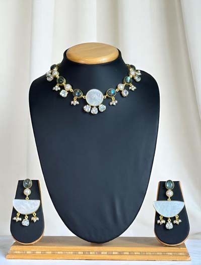 Natural Labrodorite Freshwater Pearls Necklace Set