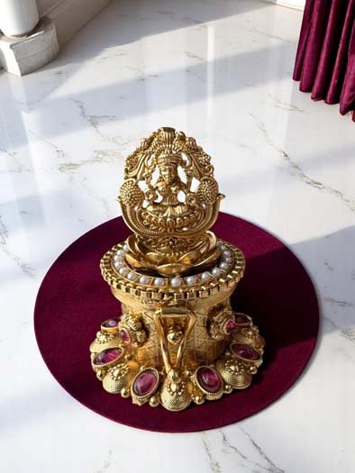 Beautifully Crafted Gold Finished Kumkum Dabbi