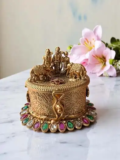 Rajwadi Polish Ram Darbar Kumkum Dabbi