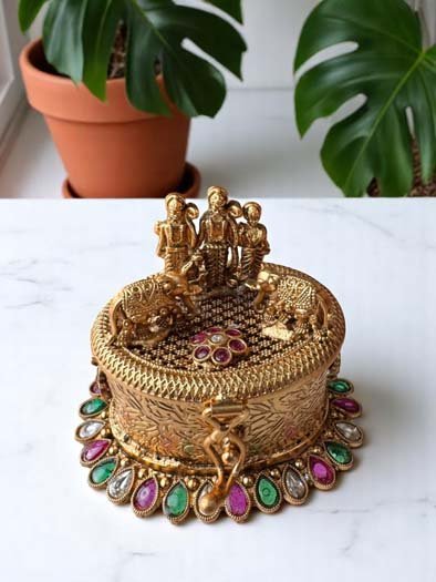 Rajwadi Polish Ram Darbar Kumkum Dabbi