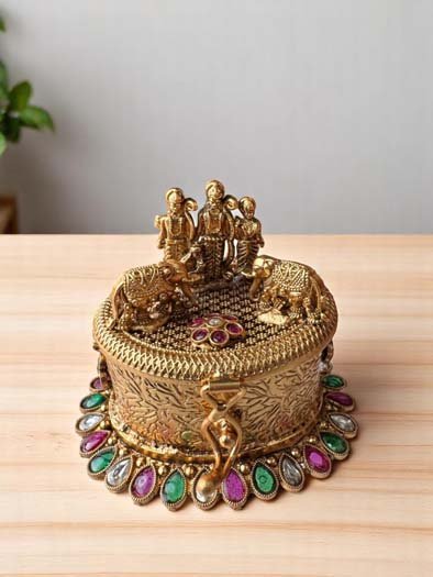 Rajwadi Polish Ram Darbar Kumkum Dabbi