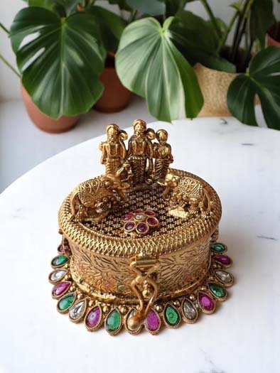 Rajwadi Polish Ram Darbar Kumkum Dabbi