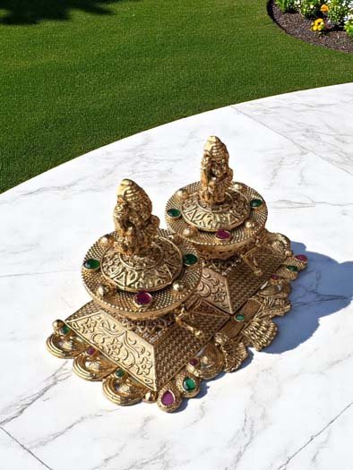 Dual Kumkum Box with Laxmi Ji Idol