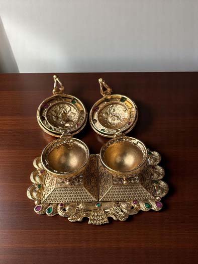 Dual Kumkum Box with Laxmi Ji Idol