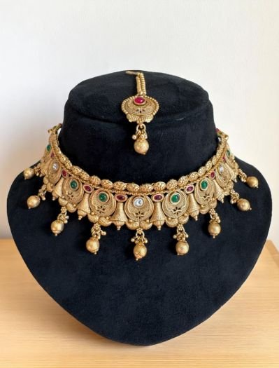 22k Gold Plated Rajwadi Choker Set