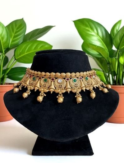 22k Gold Plated Rajwadi Choker Set