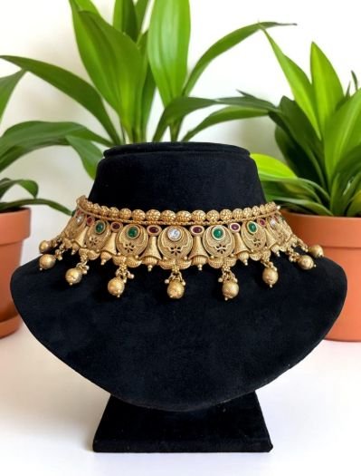 22k Gold Plated Rajwadi Choker Set