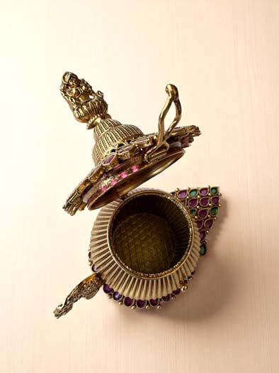 Temple Jewelry Inspired Peacock Shaped Kumkum Box