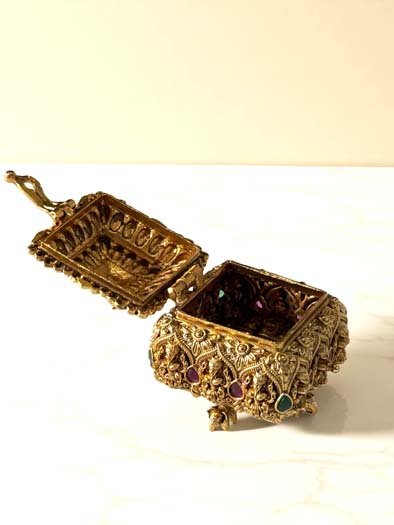 Intricately Crafted Premium Brass Kumkum Box