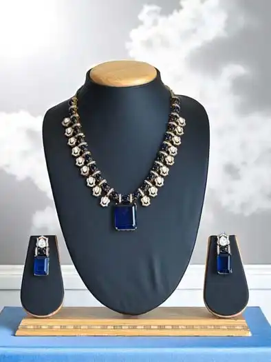 Exquisite Moissanite Polki Kundan Necklace Set