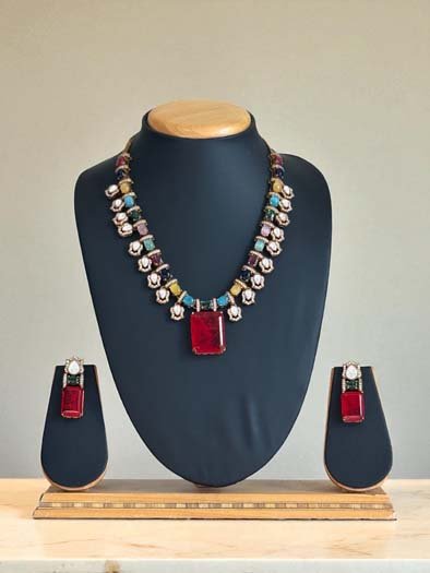 Exquisite Moissanite Polki Kundan Necklace Set