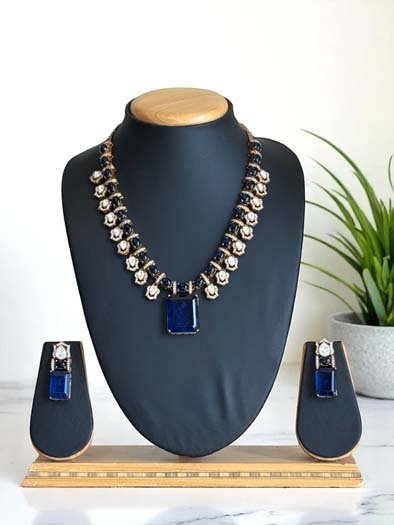 Exquisite Moissanite Polki Kundan Necklace Set