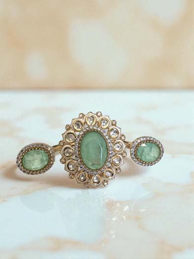 Premium Moissanite Kundan Duo Finger Ring