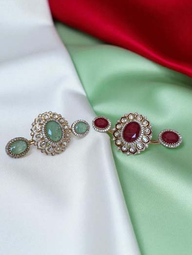 Premium Moissanite Kundan Duo Finger Ring