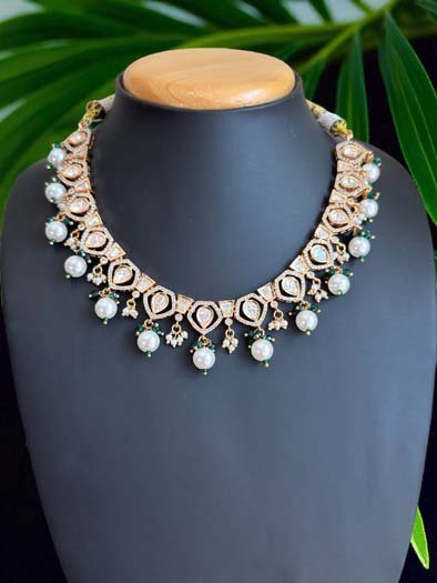 Bollywood Inspired Moissanite Kundan Necklace Set