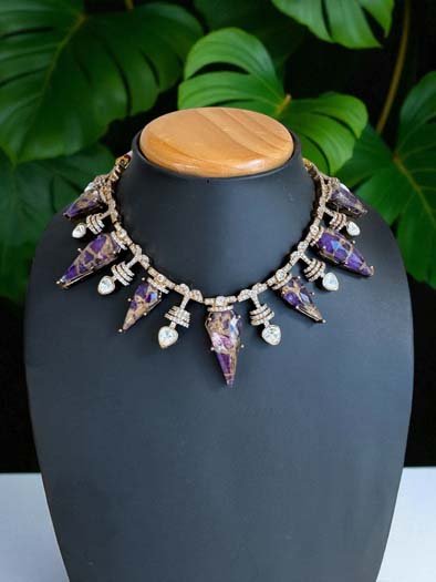 Gorgeous Marble Stones CZ Necklace Set