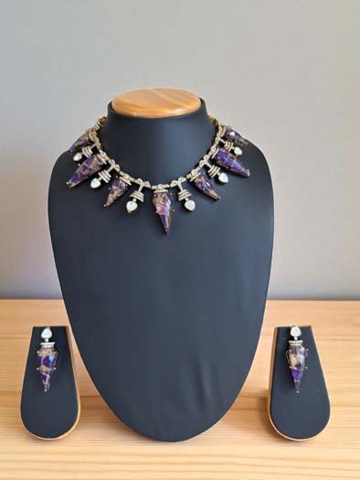 Gorgeous Marble Stones CZ Necklace Set