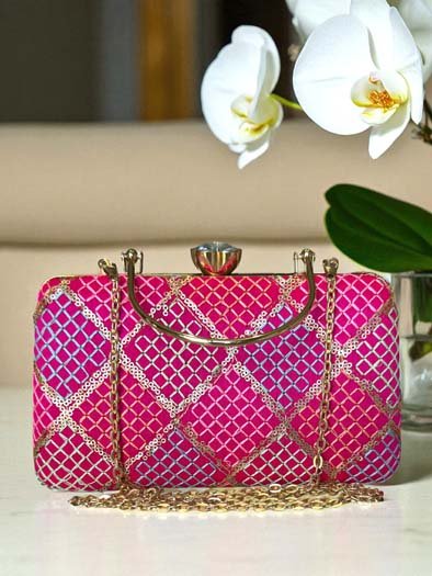Vibrant Color Geometric Design Clutch Bag