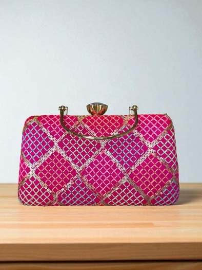 Vibrant Color Geometric Design Clutch Bag