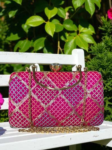 Vibrant Color Geometric Design Clutch Bag