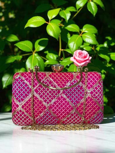 Vibrant Color Geometric Design Clutch Bag