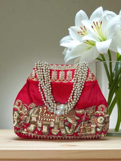 Elephant Embroidered Potli Bags