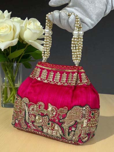 Elephant Embroidered Potli Bags
