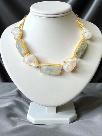 Natural Stone MOP Necklace Set