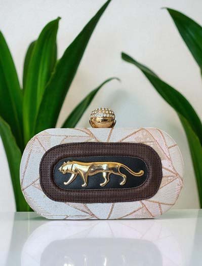 Sabyasachi Inspired Royal Bengal Tiger Motif Embellished Clutches