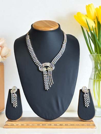 Famous Designer Trendy CZ Diamond Necklace Set