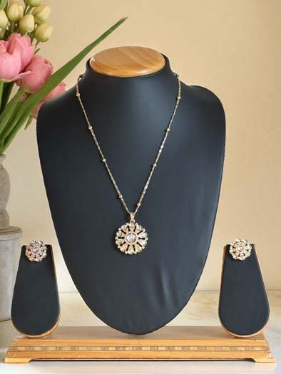 Designer Moissanite Pendant Set