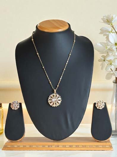Designer Moissanite Pendant Set