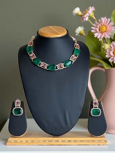 Bollywood Inspired Monalisa CZ Necklace Set