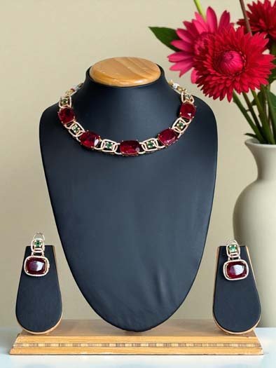 Bollywood Inspired Monalisa CZ Necklace Set