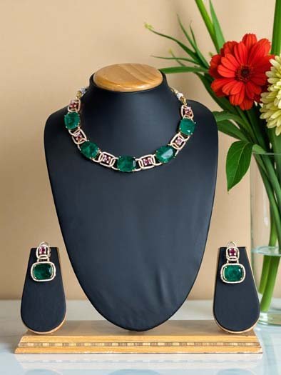 Bollywood Inspired Monalisa CZ Necklace Set