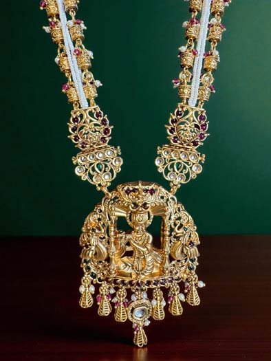Shri Krishna Pendant Antique Rajwadi Long Necklace Set