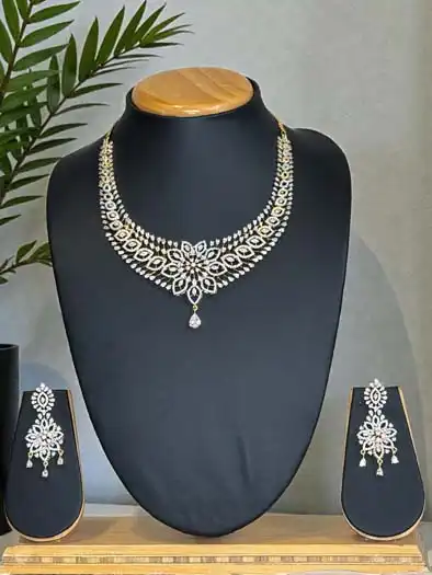 Famous Designer Two Tone CZ Necklace Set