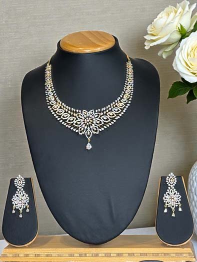 Famous Designer Two Tone CZ Necklace Set