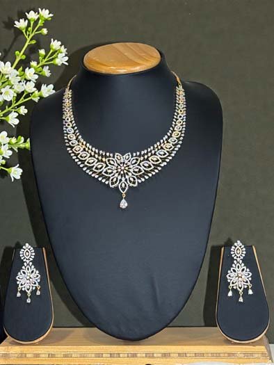 Famous Designer Two Tone CZ Necklace Set