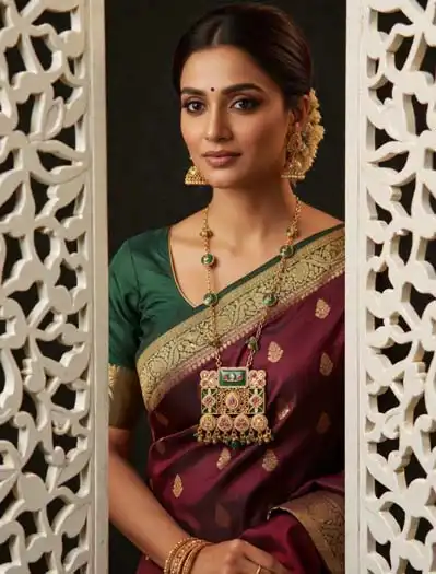 Heritage Rajwadi Antique Gold Pendant Set