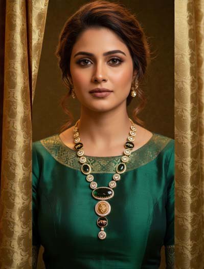 Sabyasachi Inspired Emerald Necklace set