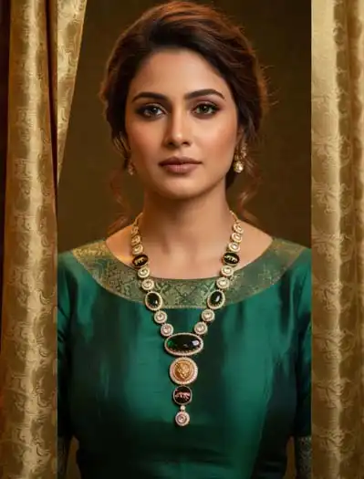 Sabyasachi Inspired Emerald Necklace set