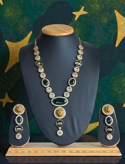 Sabyasachi Inspired Emerald Necklace set