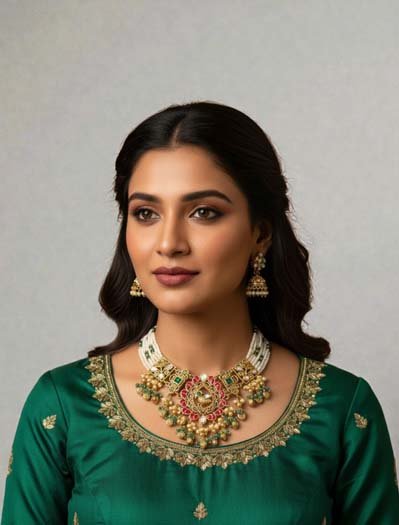 Bollywood Inspired Pachi Kundan Choker Set