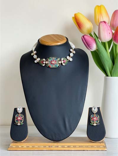 Amrapali Inspired Moissanite Kundan Choker Set