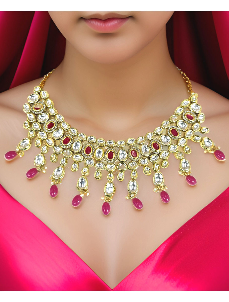 Kundan choker set with Ruby onyx beads