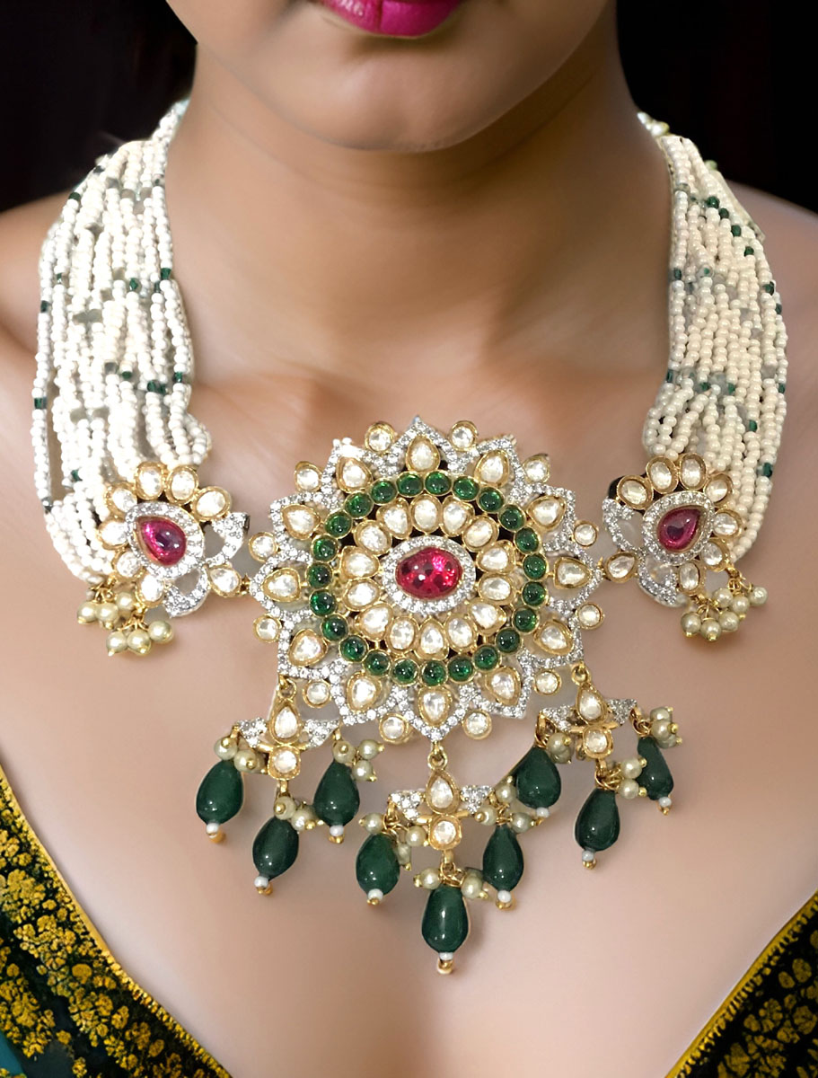 Pachi Kundan Choker with Emerald/Ruby colored stones