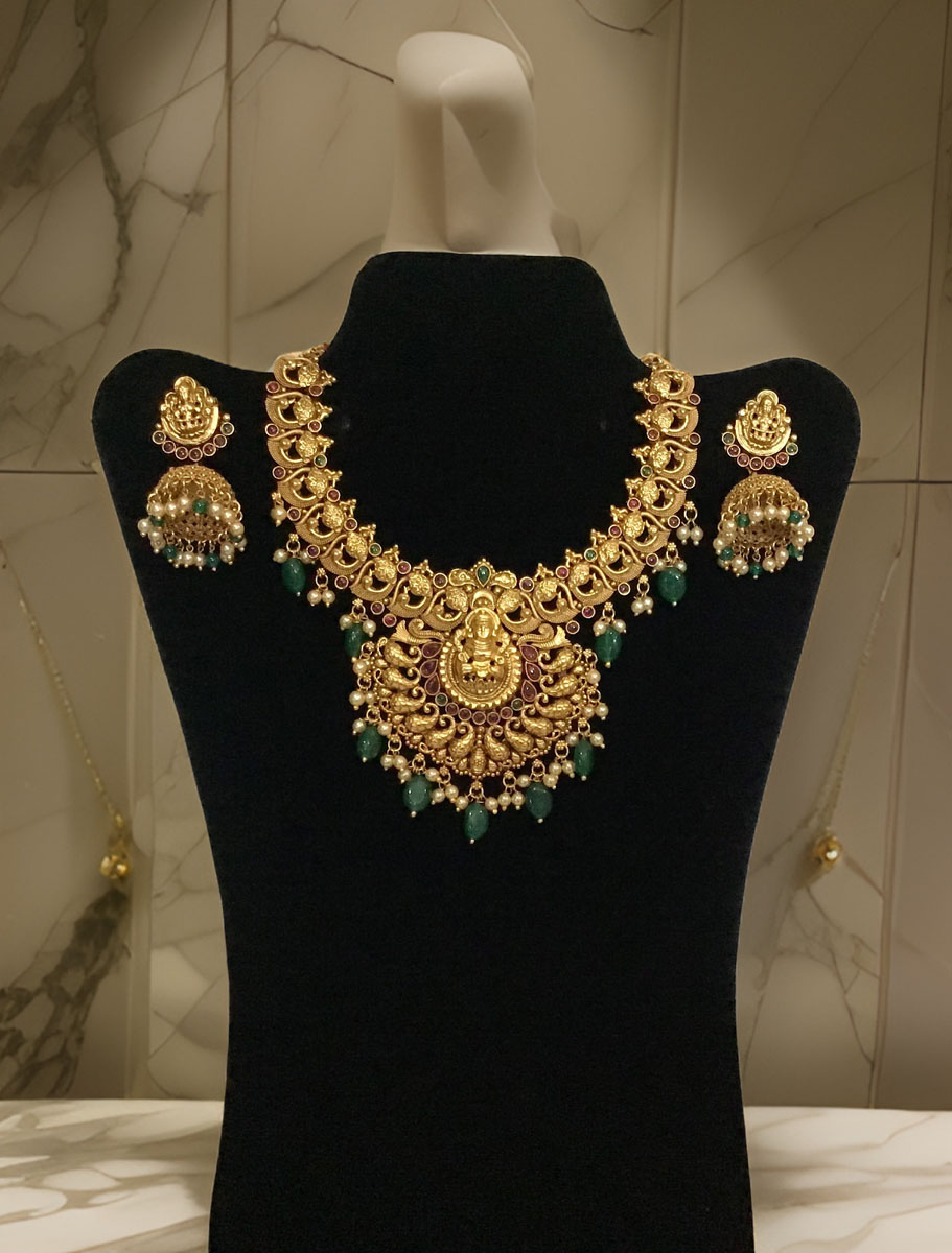 Traditional Nakshi Art Temple Necklace Set