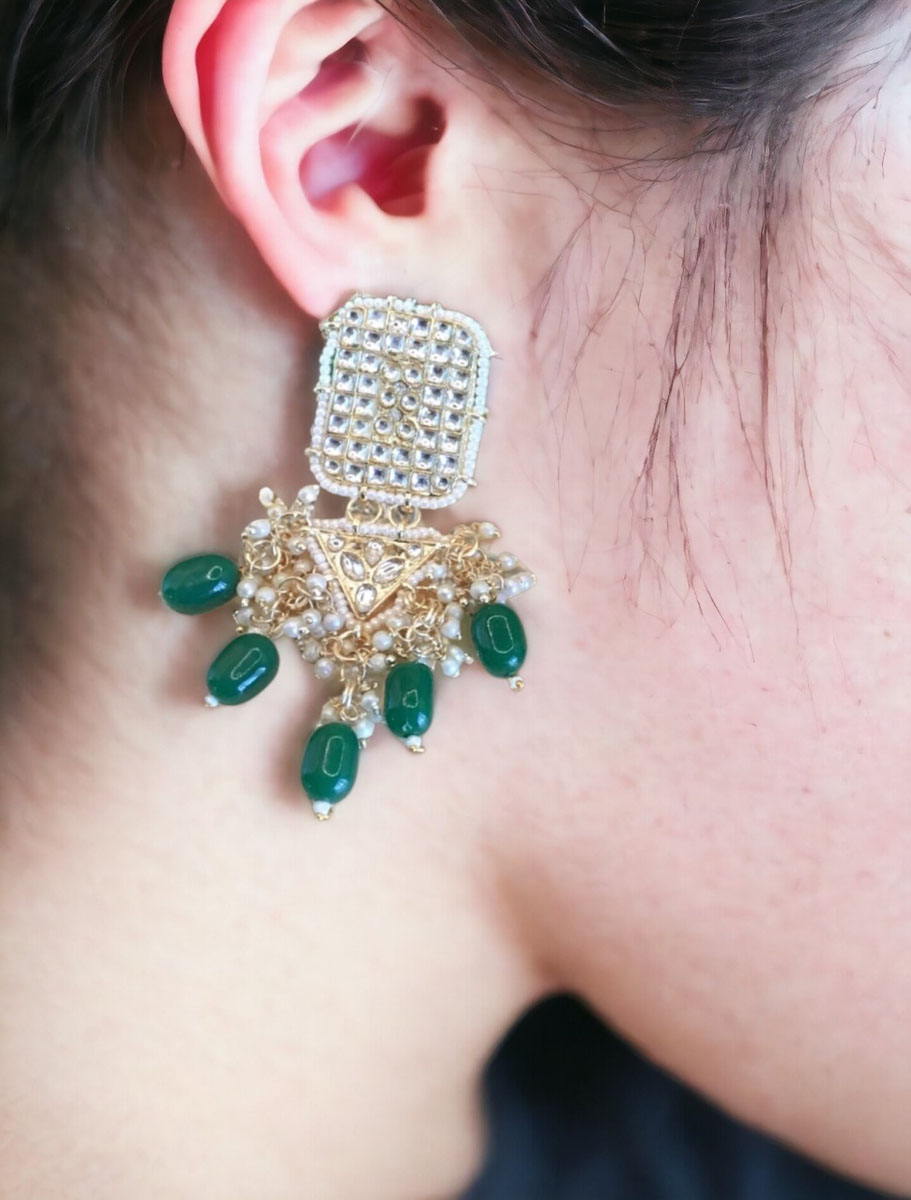 Bollywood inspired fancy Kundan Earrings